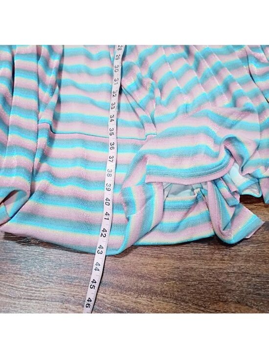 Samuel Dong Size M/L Striped Halter Midi Dress Handkerchief Hem & Metallic Sheen - Picture 8 of 15